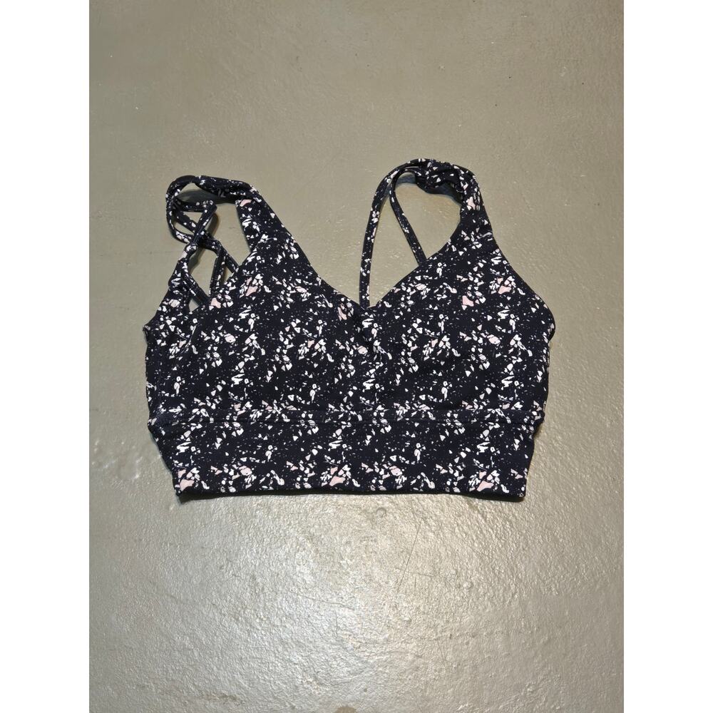BuffBunny Collection Terrazzo Rosa‎ V-Neck Sports Bra Women's Size XS